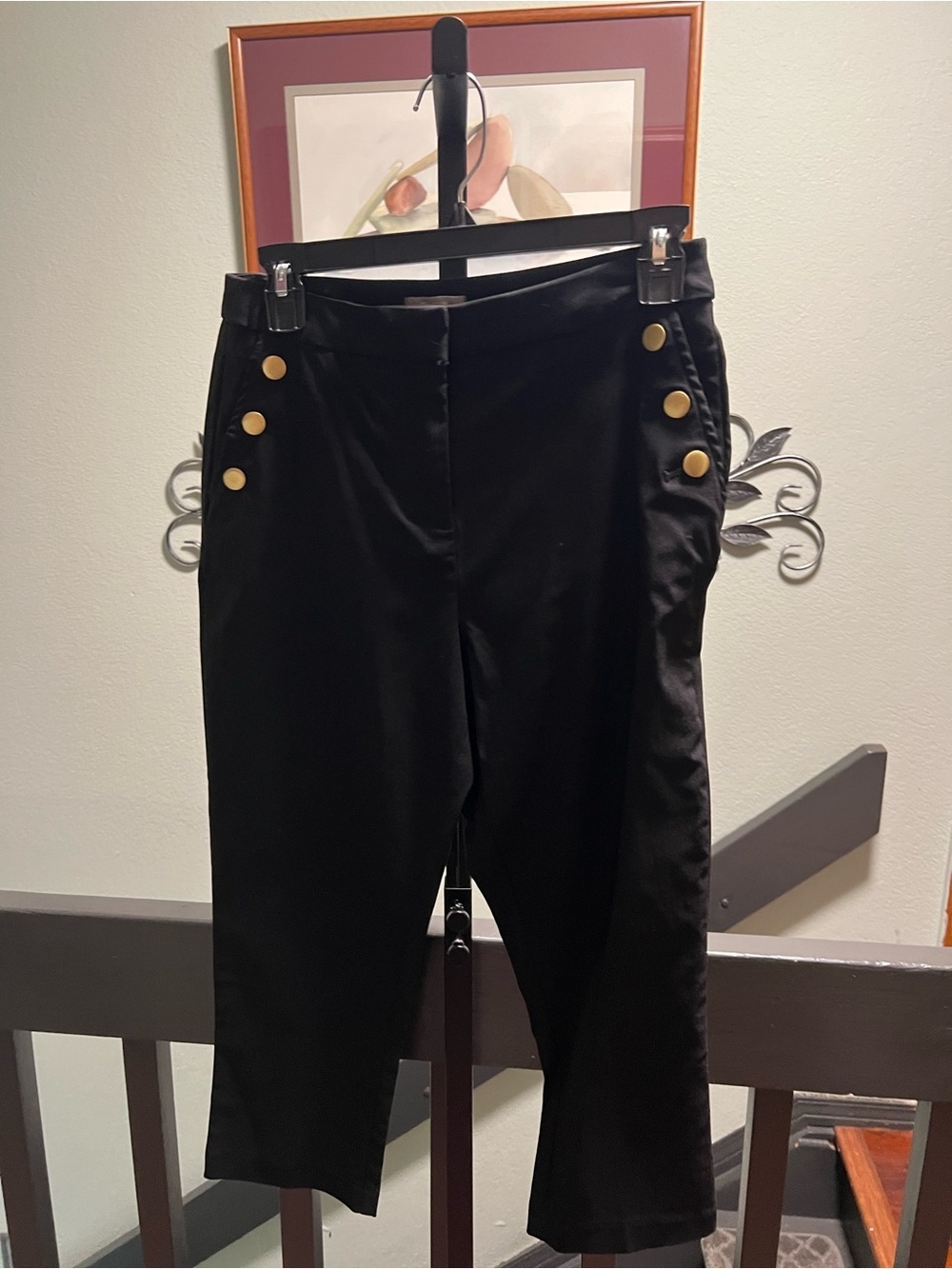Maurices Black High-Waist Pants with Accent Gold Buttons #290
